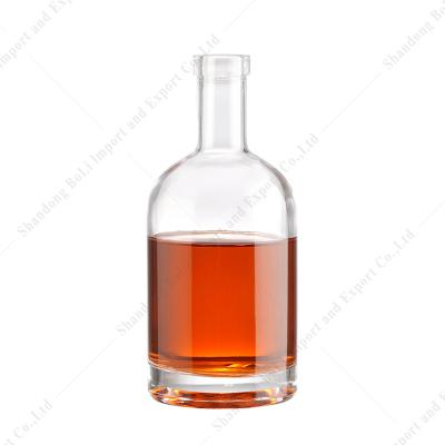 China Wholesale Customized Clear Rum Liquor Cork Top OSLO Vodka Absolute Whiskey Tequila Spirits Drink Shell 750ml 700ml 500ml Glass Bottles for sale