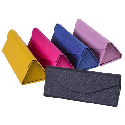 China New Logo Triangle Folding Eyeglass Glasses case custom made wholesale fashionable .eco-friendly for sale