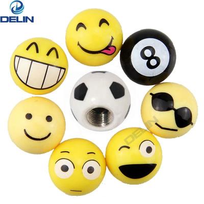 China Schrader Valve Stem Cap Cars Smile Happy Face Expression Ball Shape Tire Valve Stems Valve Cover for sale