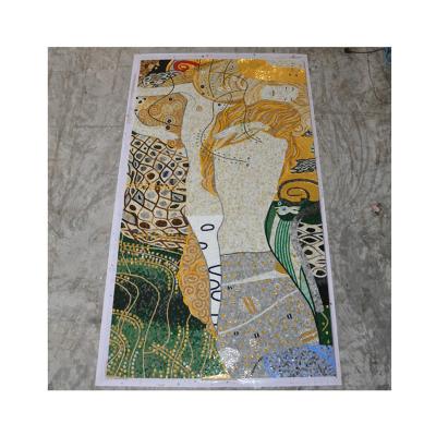 China Parquet ZF klimt custom paintings Gustav mosaic art wall slab home decor handmade glass mural for sale