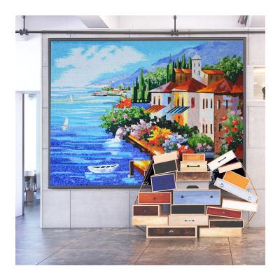 China ZF Parquet Mosaic Oil Painting Best Quality Customized Wall Tile Price Per Square Meter 3d Wall Art Decor Mosaic Art Murals For Sale for sale