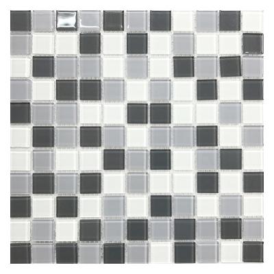 China ZF flooring 25*25*4mm white and gray glass decor crystal glass mosaic slab self-build kitchen mosaic slabs backsplash for sale