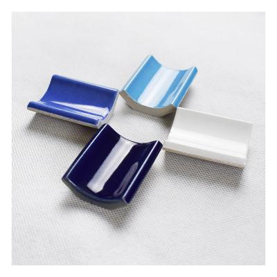 China Parquet ZF Swimming Pool Mosaic Tile Corner Trim Tiles Corner Trim Pieces Ceramic Trim Slabs Cut Corner Decor for sale