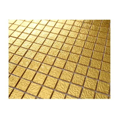 China Parquet ZF 20x20x4mm True Wave 24K Gold Mosaic Slab Glass Mosaic Wall Slab Outdoor Golden Select Decor for sale