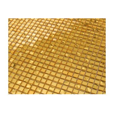 China Flat Parquet ZF 10x10mm Wave Glass Mosaic Slab Mixed Glass Gold Foil Mosaic Slabs For Wall Decor for sale