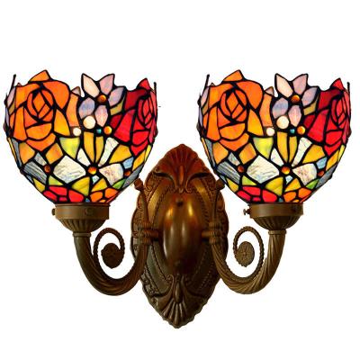 China ZF factory wholesale price traditional handmade tiffany glass wall lamp stained hanging art led wall lamps luxury led lamp for wall for sale