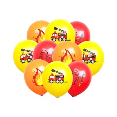 China Custom fire safety style latex balloon cartoon fire engine themed balloons birthday party wedding decoration fire engine balloons for kids play for sale