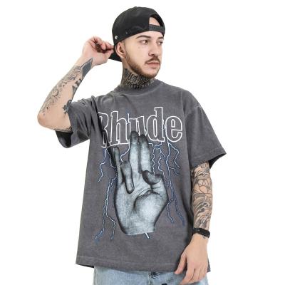 China Anti-Wrinkle OEM ODM Customized Heavy Wash Acid Vintage T-shirt Graphic Tees Oversized for sale