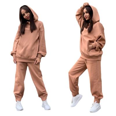 China Wholesale Women's Oversized Sweatsuits Women's Winter OEM White Breathable Fleece Solid Color Custom Sellers 2 Piece Sets for sale