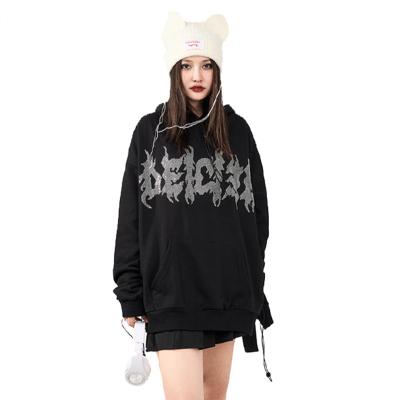 China Anti-Wrinkle OEM Private Label Tops Autumn Winter Sweater Women Blank Pullover Female Heavy Rhinestone Custom Hoodie for sale