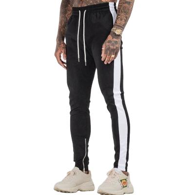 China Anti-wrinkle men's clothing slim fit combed cotton custom men's high quality brand sports tracksuit with side stripe for sale