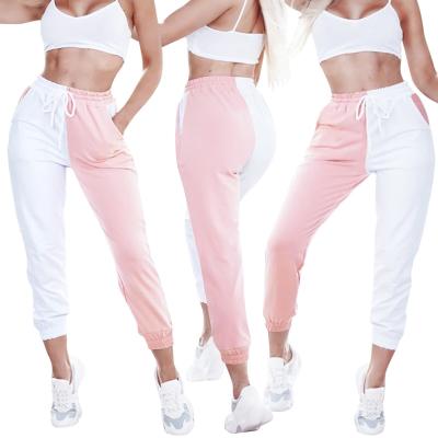 China White And Pink Two Tone Anti-wrinkle Fashion Spring Summer Sweat Jogger Sweatpants Outdoor Plus Size Women's Pants For Ladies for sale