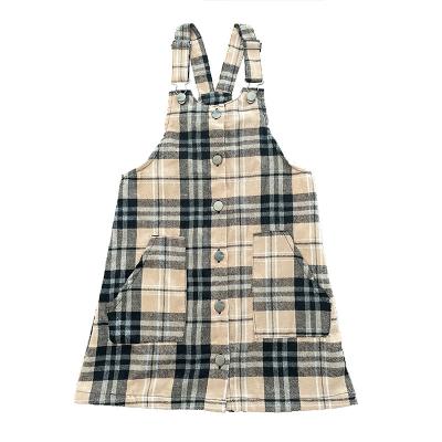 China Girls Knee-Length Overstock Plaid Spring Breathable RTS Suspender Skirt Wholesale Kids Checked Dresses Overall For Ensure for sale