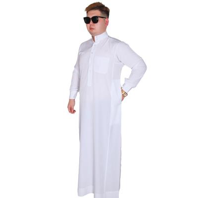 China Wholesale Arabic Muslim Kaftan Thobe Khaleeji Polyester Classics Islamic Muslim Men Dress Prince La' Eeb Qater Thobe for sale