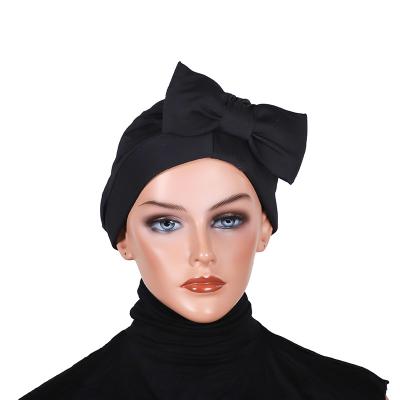 China 2022 Polyester nice bowknot decorated hijab hat hijab bawal Islaimic lady muslim inner turban tudung arab women for sale