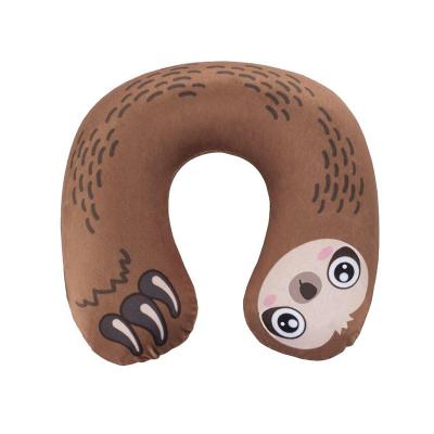 China Custom Anti-Apnea U Shape Inflatable Sloth Pattern Printing Travel Neck Pillow for sale