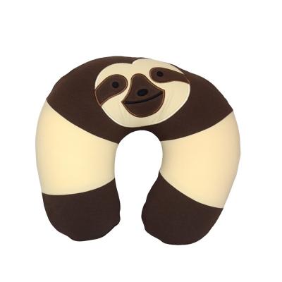 China Custom Anti-Apnea Rainforest Wild Animal Microbeads Stuffed Soft Sloth Shaped Travel Neck Pillow for sale