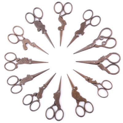 China Cutting of 12 stainless steel Chinese traditional vintage souvenir gift antique zodiac scissors of retro sewing sewing embroidery scissors for sale