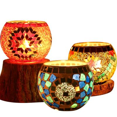 China Home Appliance Mosaic Unique Turkish Handmade Glass Candle Holder for Home Decoration and Wedding for sale