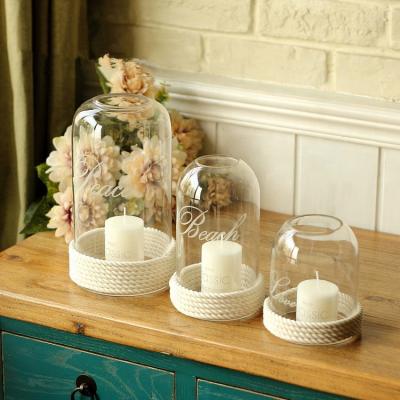 China Home Appliance Decoration Home Accessories Wind Light Glass Cover Decorative Tuscan Candlestick for sale