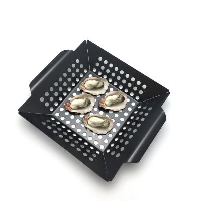 China Easily Cleaned Heavy Duty Stainless Steel Carbon Topper For Seafood Stainless Steel Non Stick Vegetable Grill Basket for sale