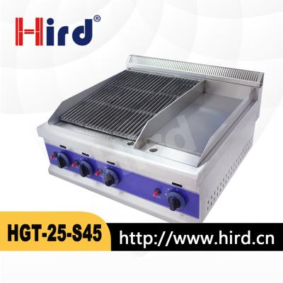 China Restaruant Stainless Steel Gas Lava Rock Grill And Griddle With Flat Plate for sale