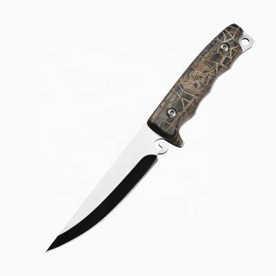 China Survival fixed military tactical pakka camping knife non-variable blade handle hunting wooden knife for sale