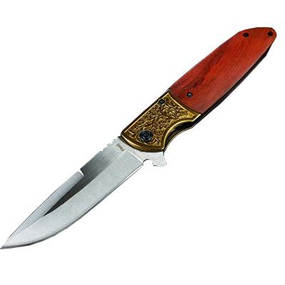 China Factory Easy Carry Yangjiang Pocket Knife Outdoor Camping Emergency Knife With Breaker Cutter Glass Wood Handle And Belt for sale