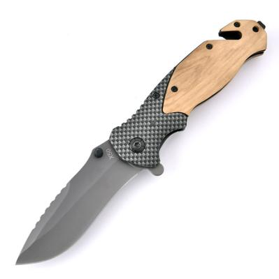 China Camping EDC Tools Best Wood Handle Assisted Pocket Knife Opening Hunting Knife for sale