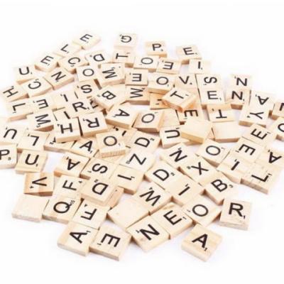 China The English 26 alphabet eco-friendly wooden puzzle DIY spelling word recognition waste wood building block for sale