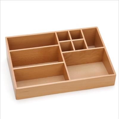 China Viable Dried Fruit Tray With 6 Trays Color Multifunctional Desktop Storage Box Natural Wooden Craft Toolbox Compartment for sale