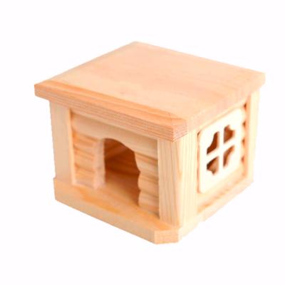 China Cute Breathable Wooden Hamster House Easy To Clean Wooden Pet Supplies Cabin Play Toys Chew for sale