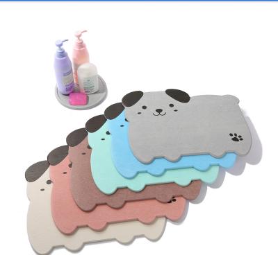 China Viable Cute Dog Absorbent Factory New Products Diatomite Bath Mat Quick Drying Diatomaceous Earth Bath Mat for sale