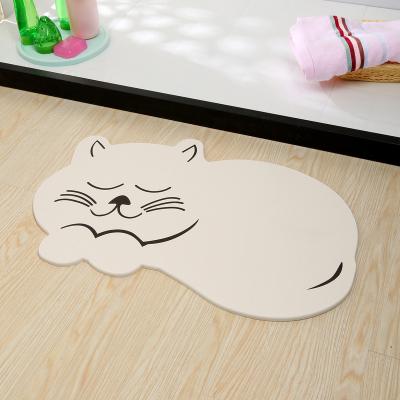 China Amazon Viable Diatomite Cat Water Absorbent Bath Mat Quick Dry Door Mat Diatomaceous Earth Foot Mat for sale