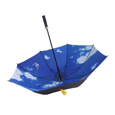 China CLASSIC Popular Custom Logo Chart Digital Printing Blue Sky And White Straight Clouds Double Layer Golf Umbrella for sale