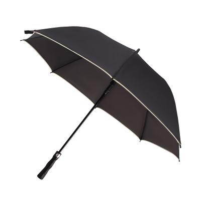 China Buy CLASSIC custom cheap windproof custom frame fiber frame mid size goft black upright umbrellas for sale for sale