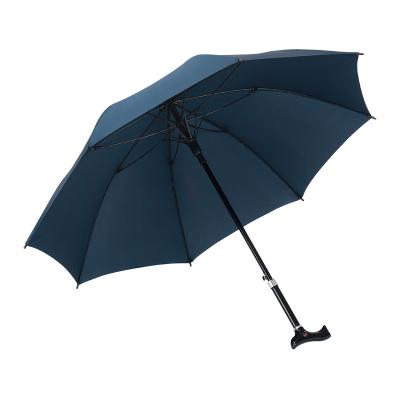 China All In 1 Market Pongee Cloth Material Kickstand Style Rain Auto Open Adjustable Long Umbrella For Senior for sale