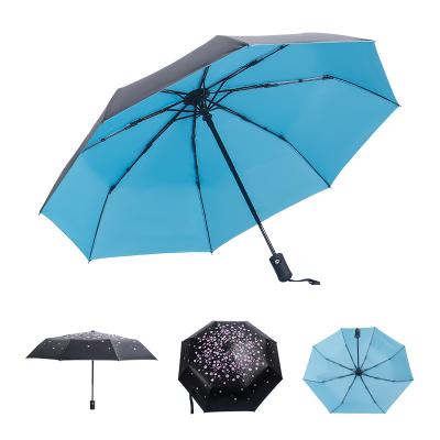 China Good quality 190t modern top uv protection pongee automatic open narrow custom logo printing pro brand cheap 3 fold umbrella for sale