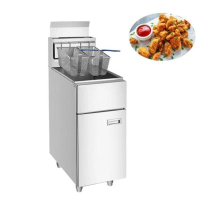 China Guke Gas Commercial Free Standing Electric Open Fryer Restaurant KFC 2-Tank 4-Basket Deep Fryer Machine with Wheels for sale