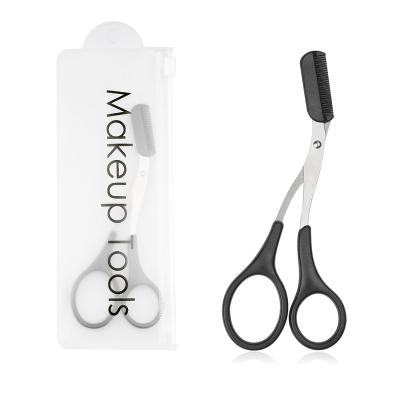 China Personal Care Factory Wholesale Custom Beauty Scissors (For Eeyebrow) Printed Label Stainless Steel Eyebrow Scissors With Comb for sale