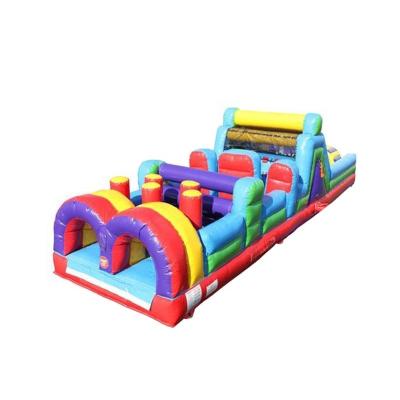 China 0.55mm Plato PVC Tarpaulin 40ft Long Obstacle Course Event And Party Land Adult Inflatable Outdoor Obstacle Course for sale