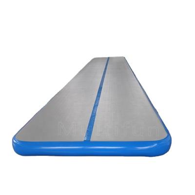 China Double PVC Wall Cloth 0.9mm Plato White And Blue Inflatable Air Track Sport Gym Tumbling Air Track for sale