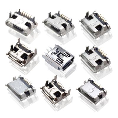 China PCB Type B 5 Pin Micro Usb Female Jack 2 Pin Microusb 2.0 B 1.2mm Straight Sides 1.2 Pin Mini Micro Usb Connector for sale