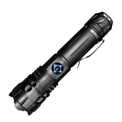 China Powerful Zoomable Flashlight Outdoor Camping Hiking Hiking Tactical Rechargeable Torches Light Type-C Hunting Police Led Flashlights Military for sale