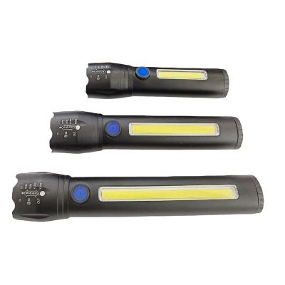 China Aluminum Alloy Pocket Zoom USB LED Flashlight Work Outdoor Camping Hiking Telescopic Focusing Focusing Lights with COB Side Light for sale