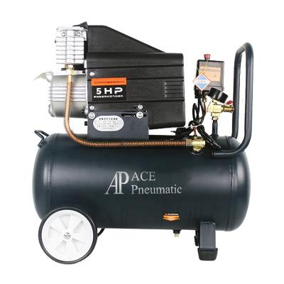 China ACE lubricated 2hp-5hp 50l 50 liter portable silent piston air compressor for air guns and spray guns for sale