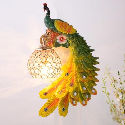 China Vintage Art Deco Antique Indoor Bracket Light Living Room Peacock Fit Wall Lamp for sale