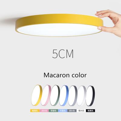 China Simple Modern Nordic Indoor Decorative Modern Art Macaron Round LED Iron Ceiling Lamp Lighting D23cm D30cm D40cm for sale