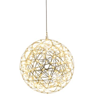 China Modern Postmodern Creative Pole D20cm D25cm D30cm Stainless Steel Spark Ball Chandeliers for sale