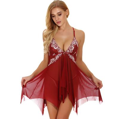 China Braces border European and American popular summer women's sexy pajamas lace up perspective sexy underwear suspender sexy split dress for sale